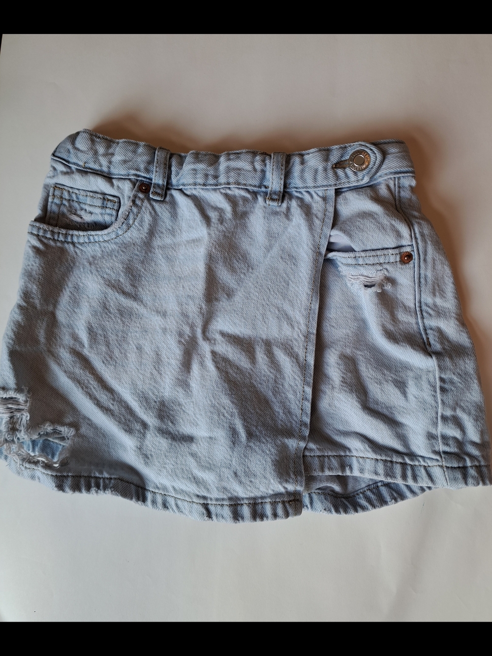 3/35$ Zara Kids Light Blue Girls' Denim Skort - Casual Everyday Bottom